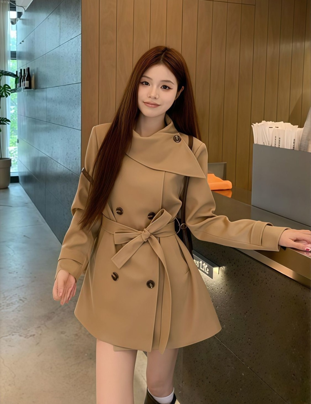 Temperament overcoat windbreaker for women
