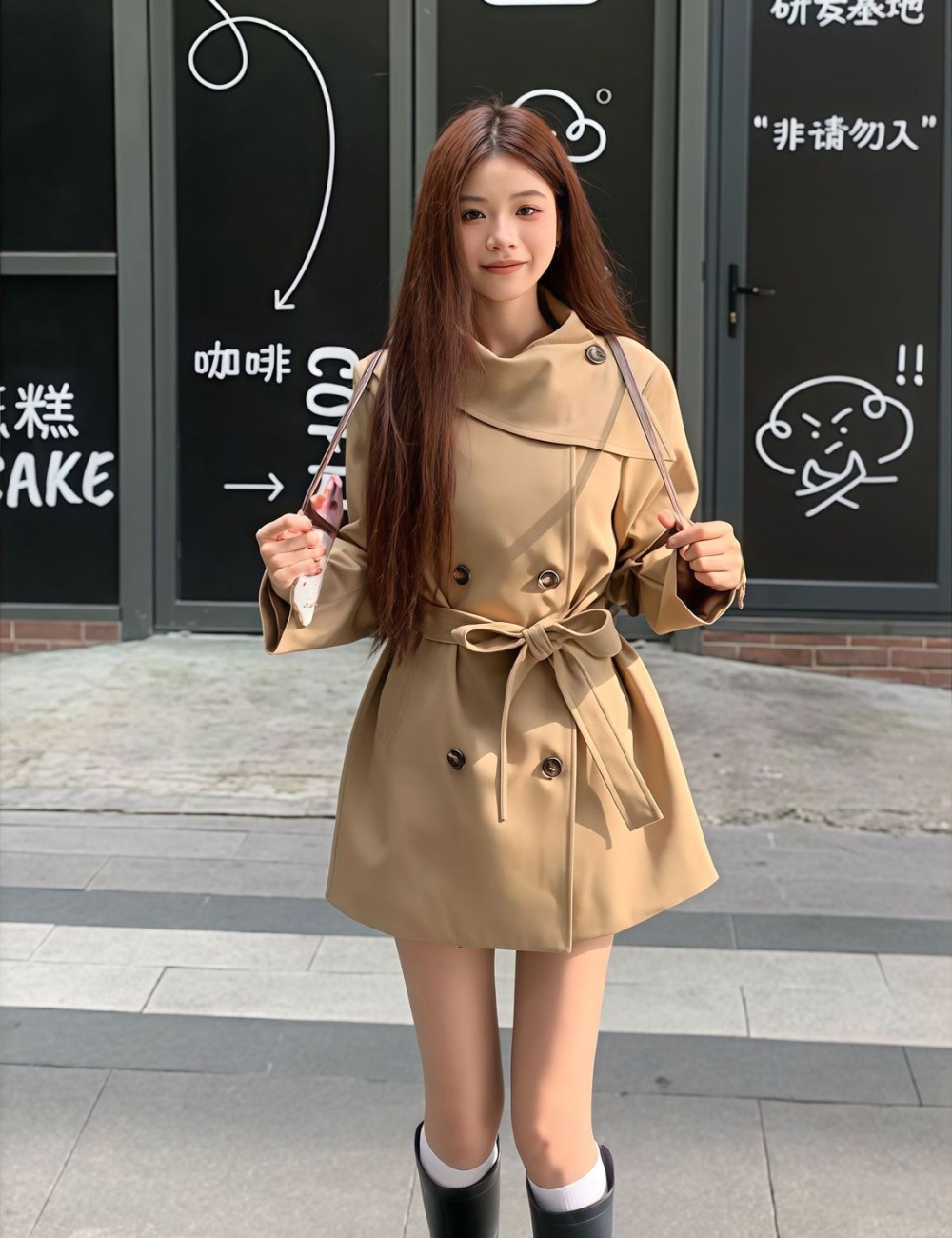 Temperament overcoat windbreaker for women