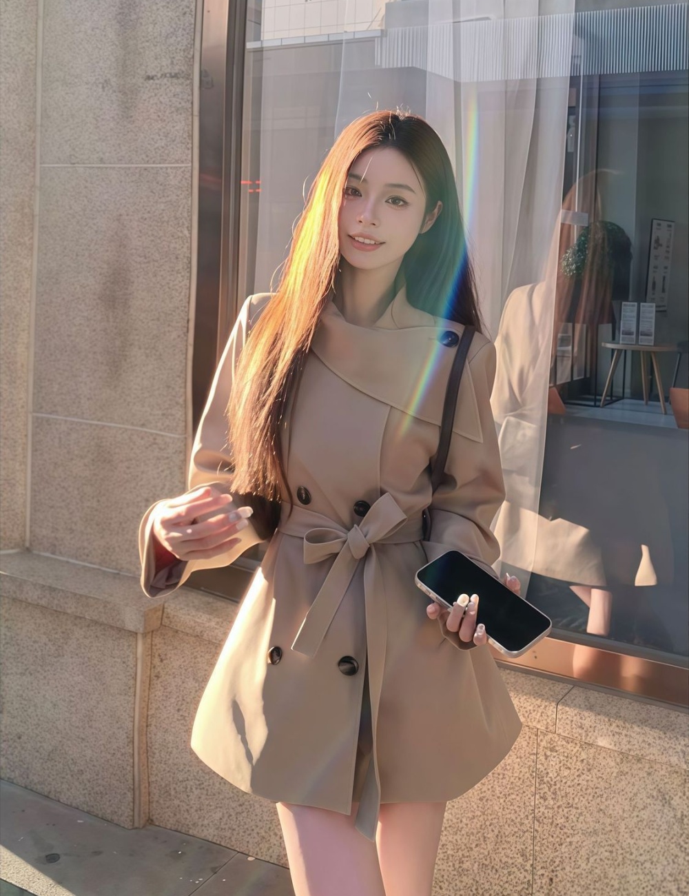 Temperament overcoat windbreaker for women