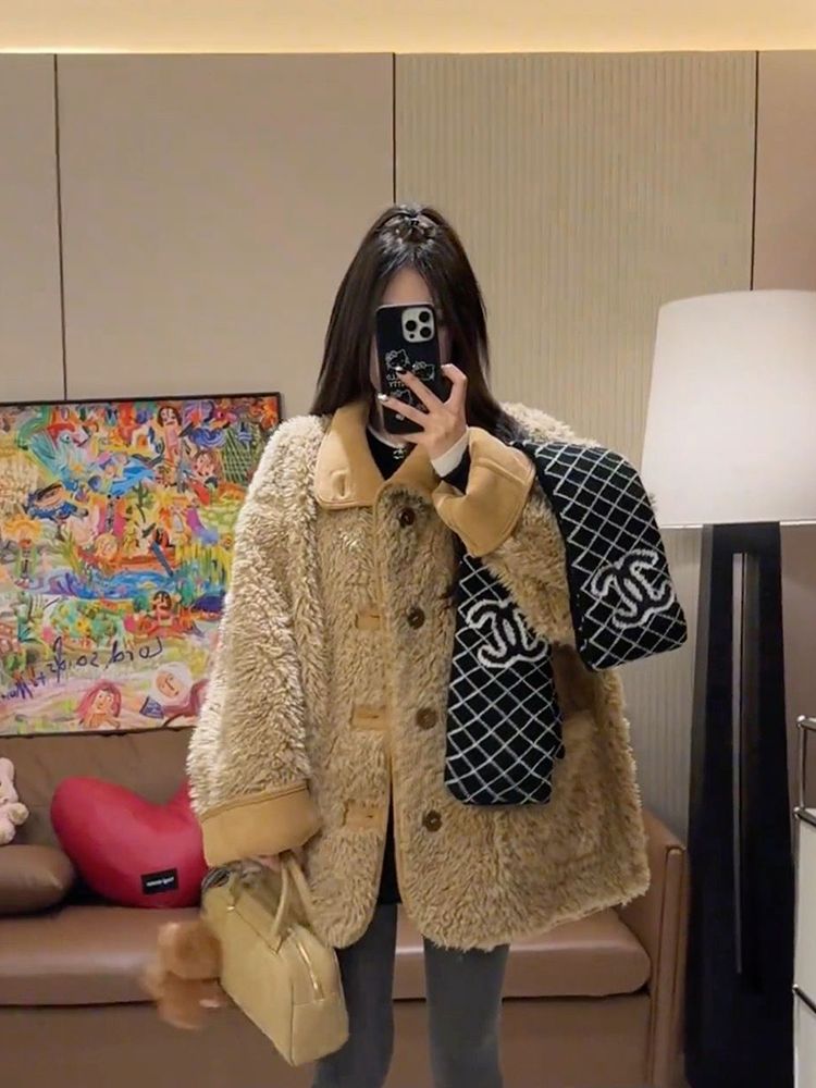 Wear winter thick overcoat thermal lambs wool long coat