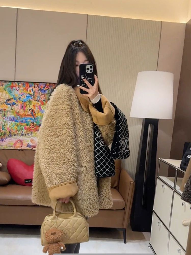 Wear winter thick overcoat thermal lambs wool long coat