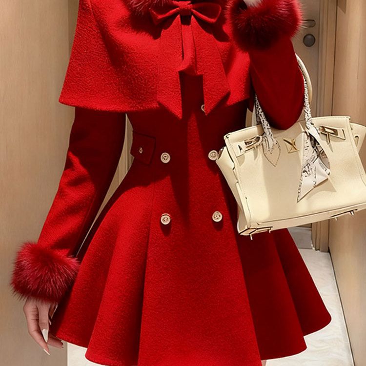 Chanelstyle shawl winter dress 2pcs set for women