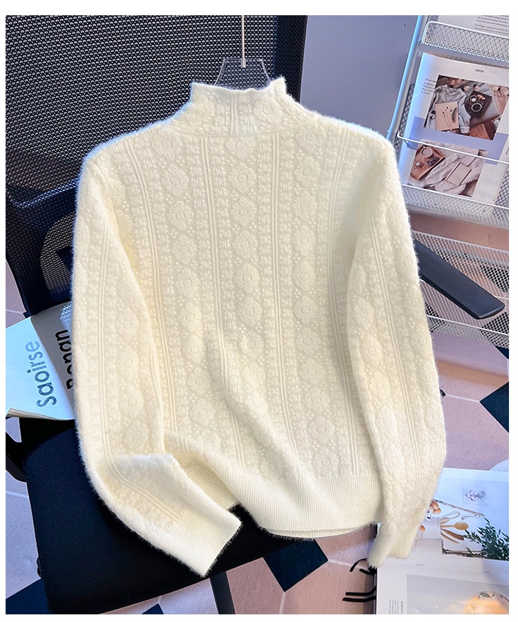 Beading half high collar sweater unique tops for women