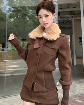 Winter fur collar tops unique plus cotton coat for women