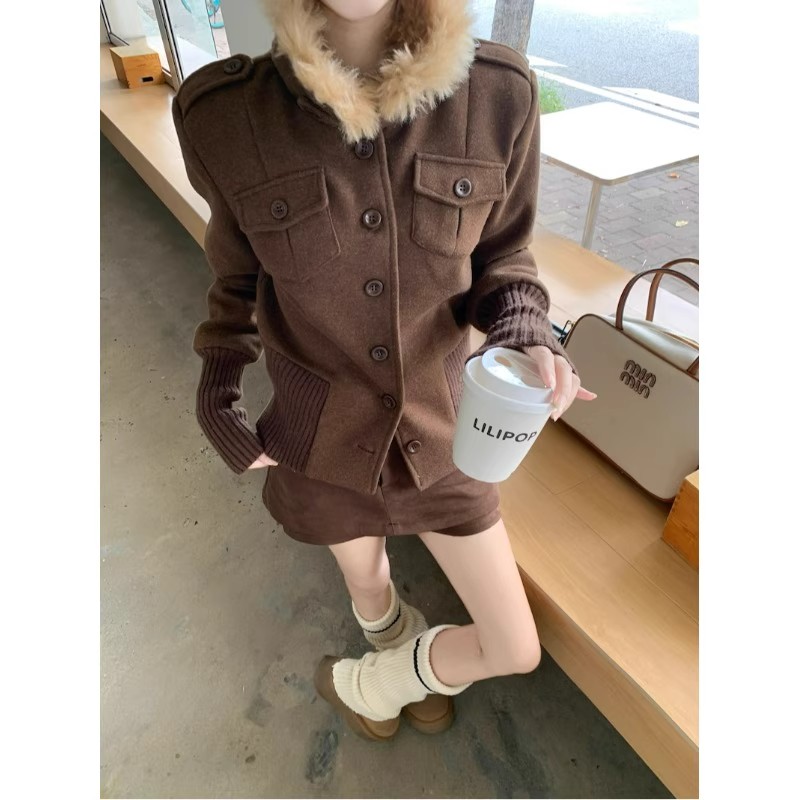 Winter fur collar tops unique plus cotton coat for women