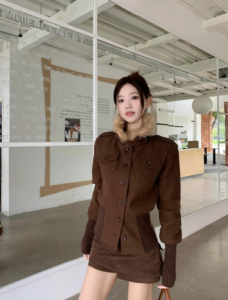 Winter fur collar tops unique plus cotton coat for women