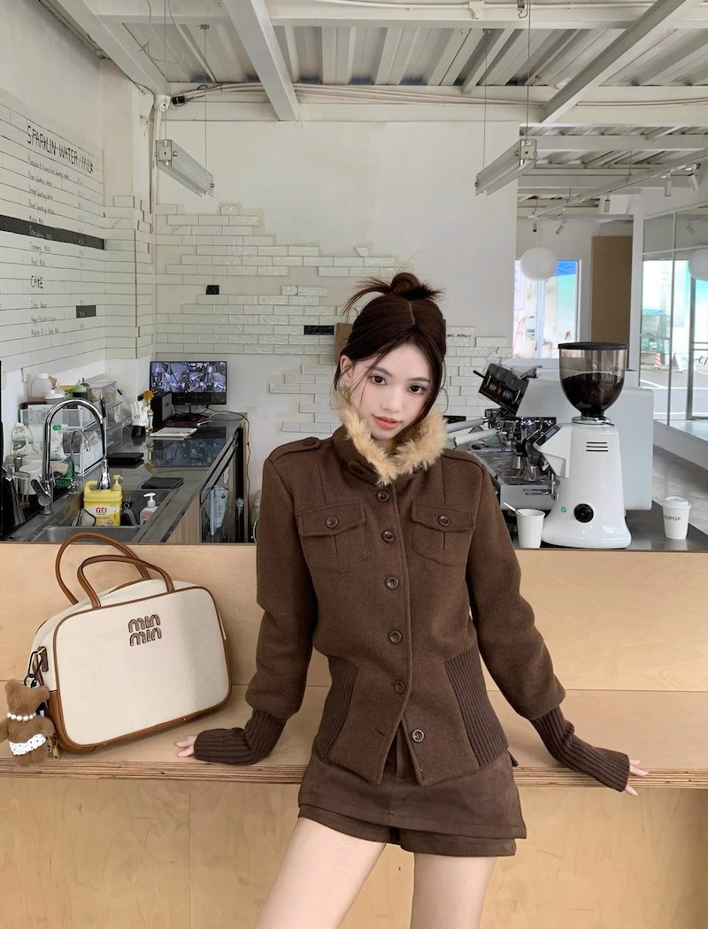 Winter fur collar tops unique plus cotton coat for women