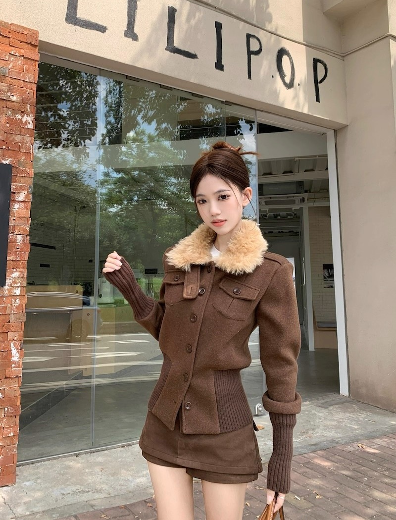 Winter fur collar tops unique plus cotton coat for women
