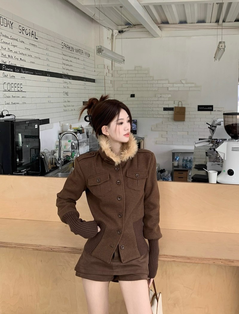 Winter fur collar tops unique plus cotton coat for women