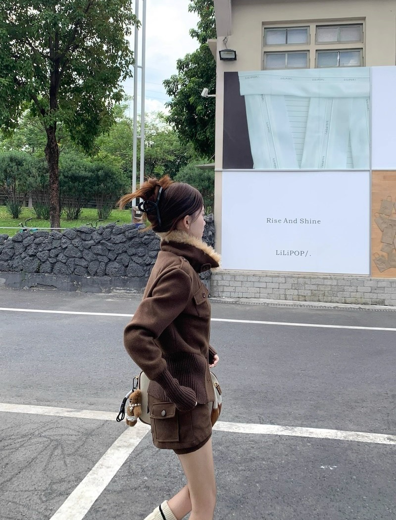 Winter fur collar tops unique plus cotton coat for women