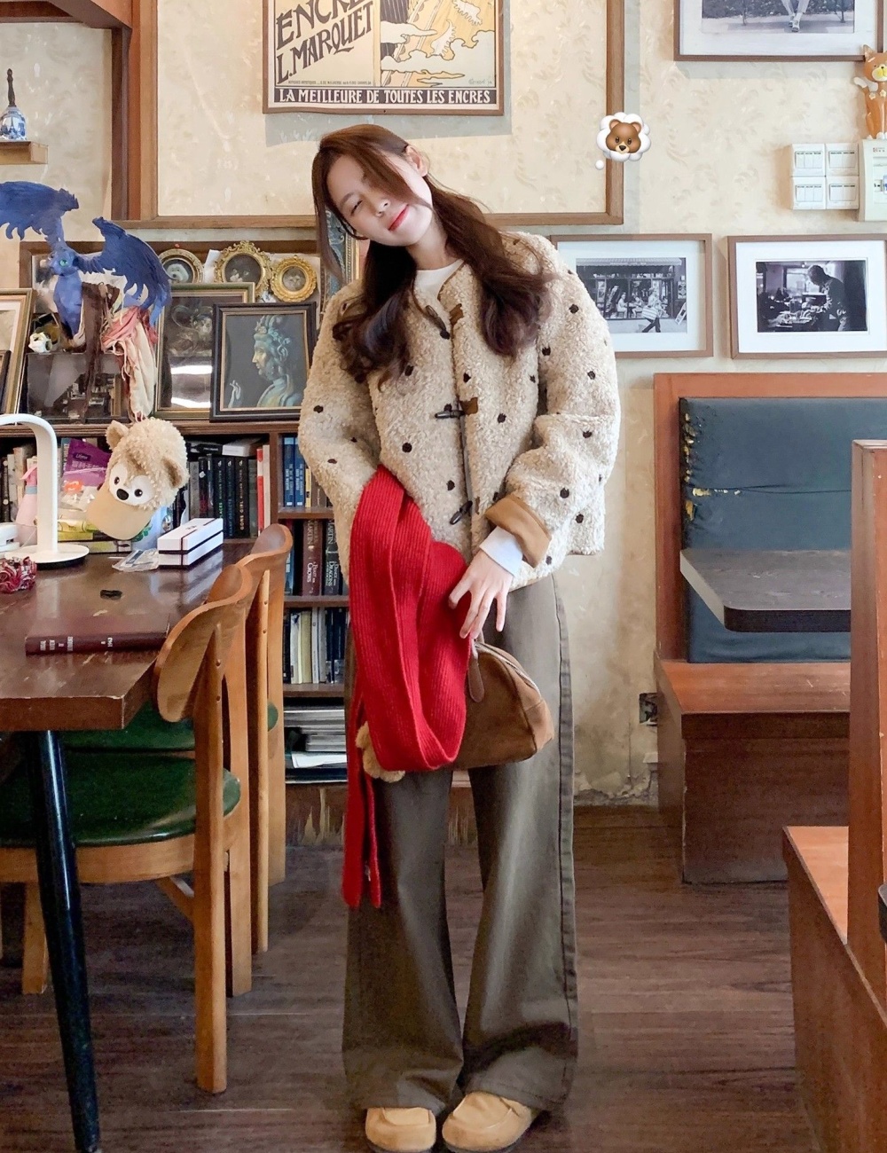 Winter polka dot coat fashion Western style tops for women