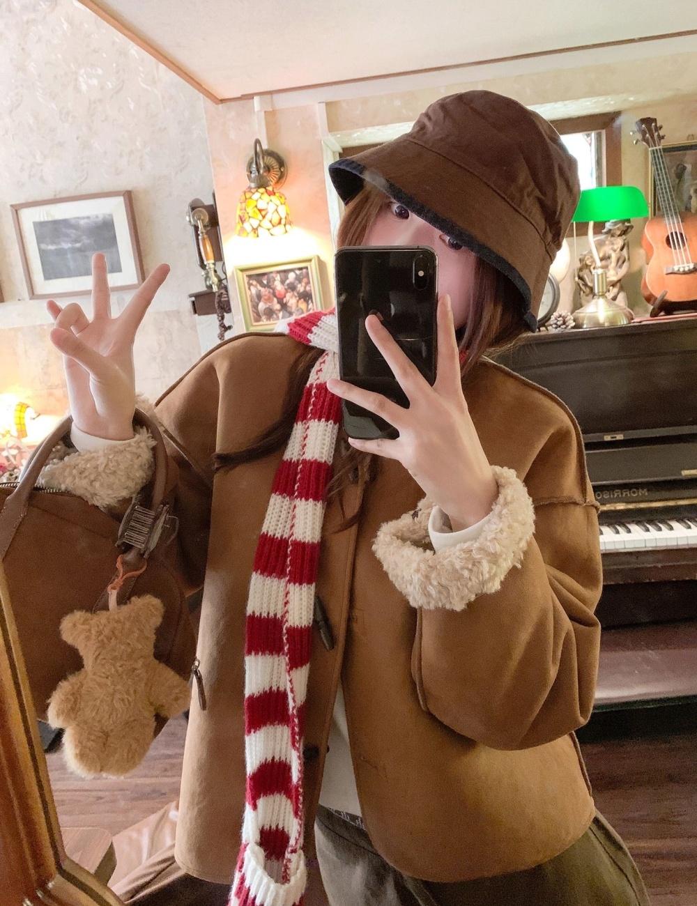 Winter polka dot coat fashion Western style tops for women