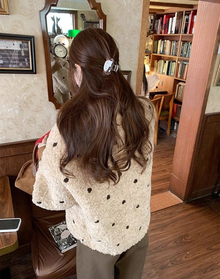 Winter polka dot coat fashion Western style tops for women