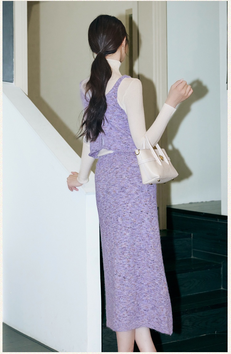 Slim knitwear tops fashion sling sweater 3pcs set