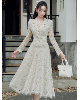 Pinched waist big skirt tops tender long skirt a set