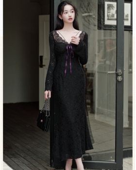 Mermaid enticement autumn and winter plus velvet sexy dress