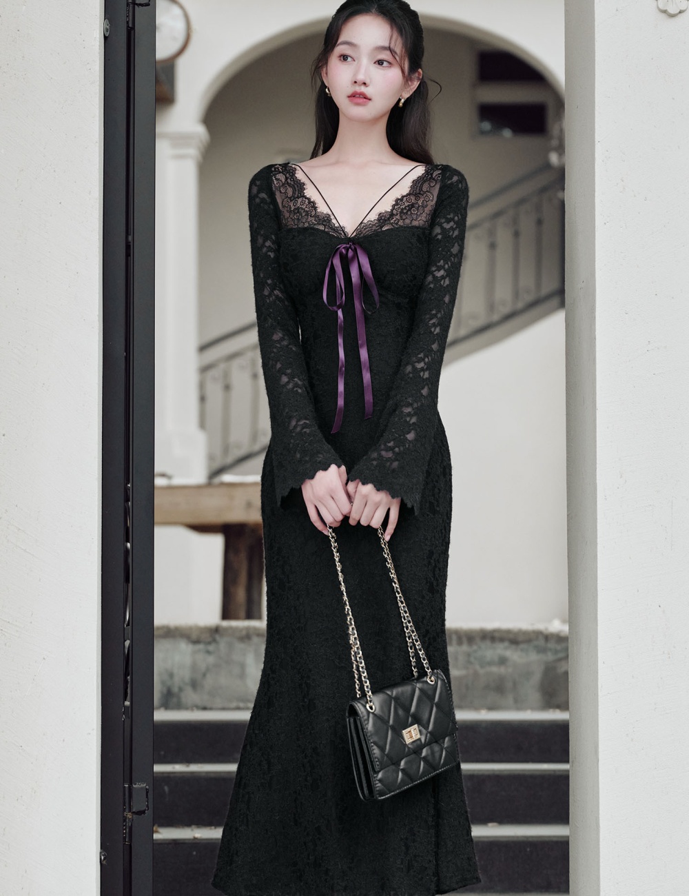 Mermaid enticement autumn and winter plus velvet sexy dress