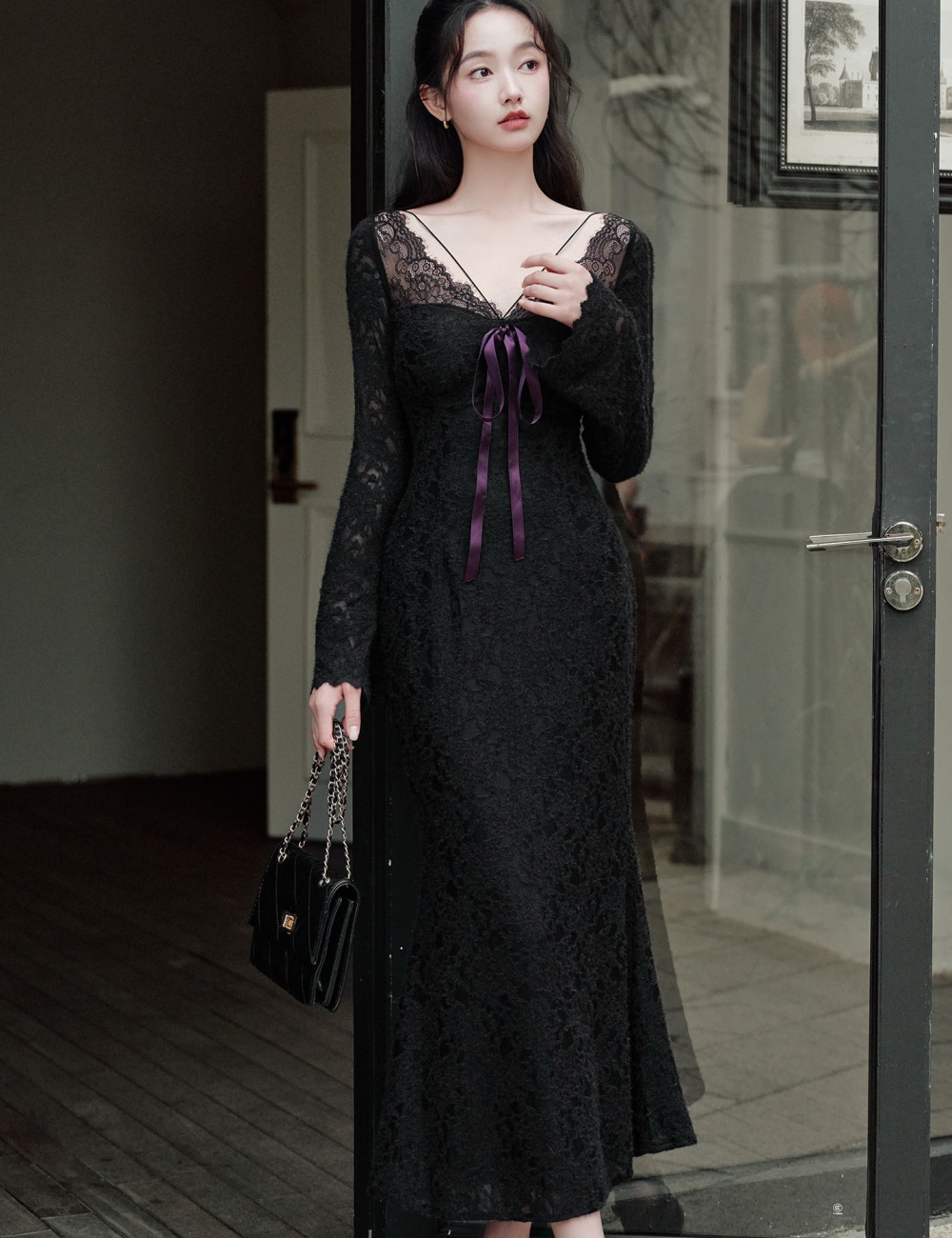 Mermaid enticement autumn and winter plus velvet sexy dress