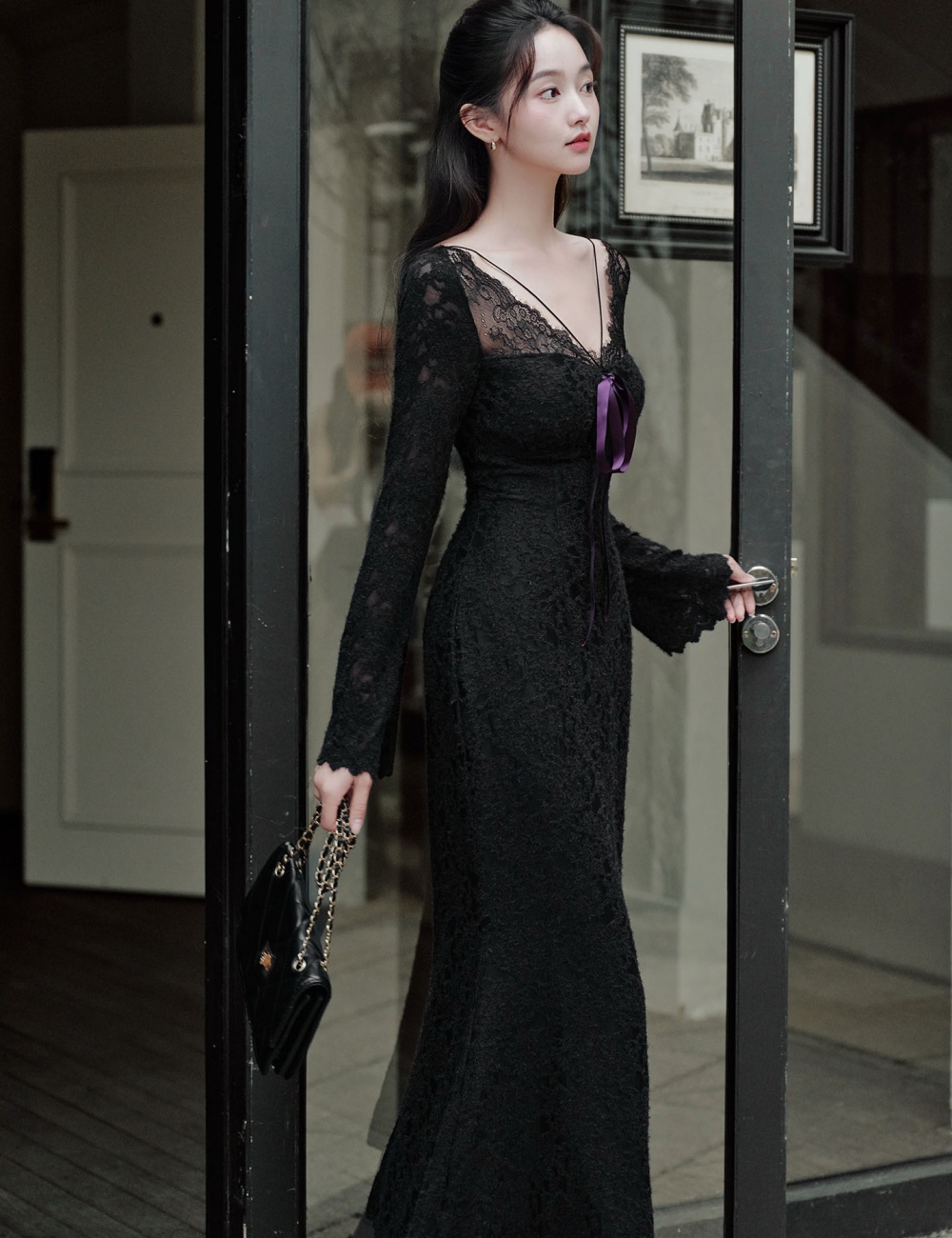 Mermaid enticement autumn and winter plus velvet sexy dress