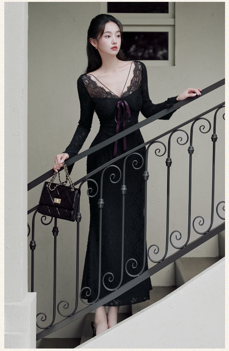 Mermaid enticement autumn and winter plus velvet sexy dress