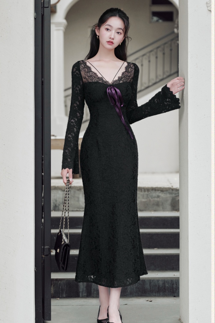 Mermaid enticement autumn and winter plus velvet sexy dress