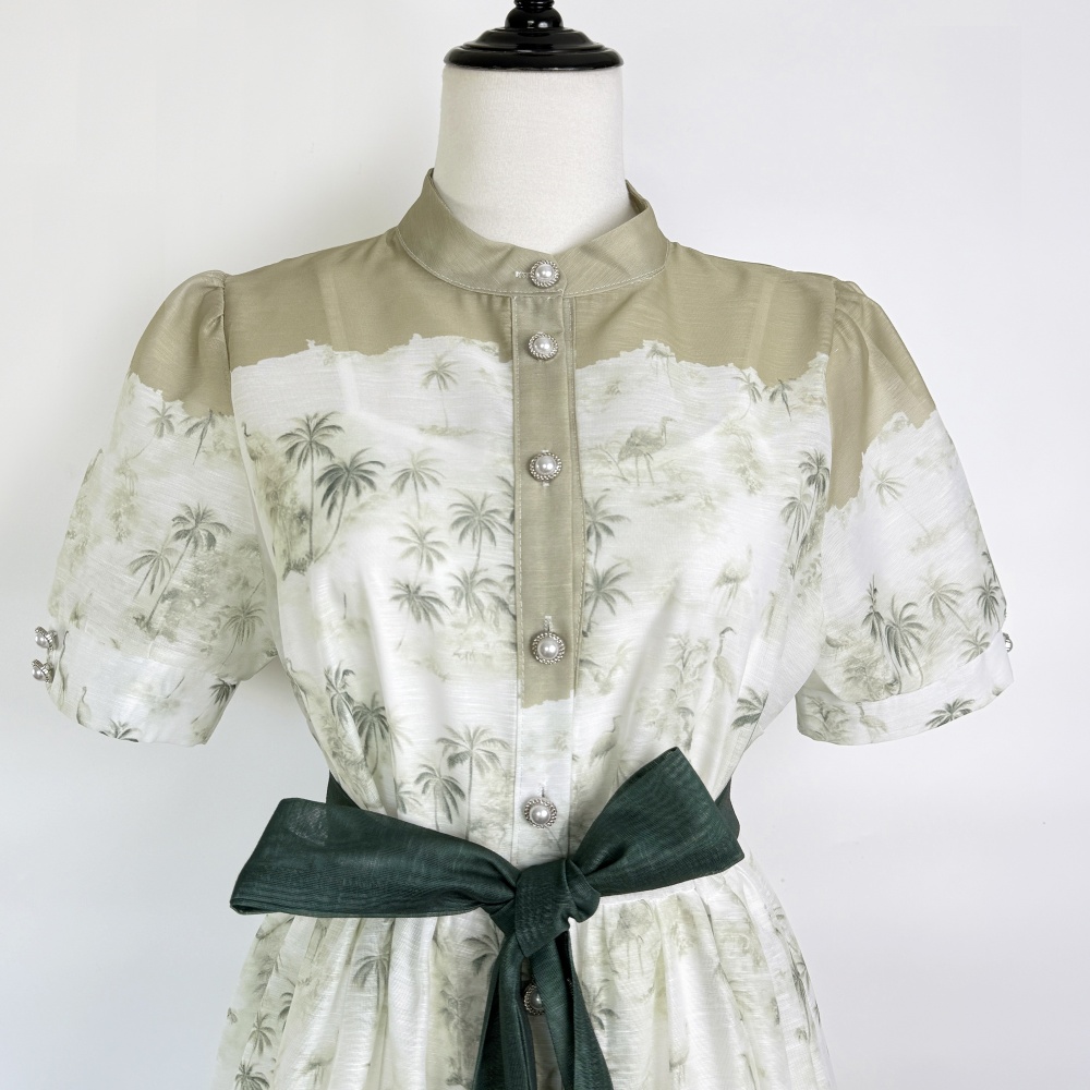 France style long single-breasted pinched waist dress