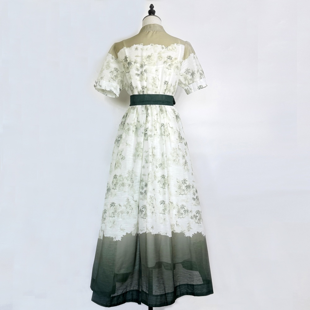 France style long single-breasted pinched waist dress