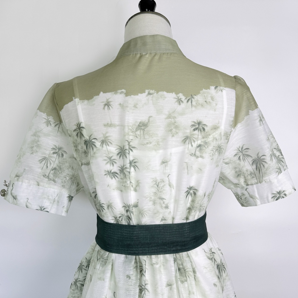 France style long single-breasted pinched waist dress