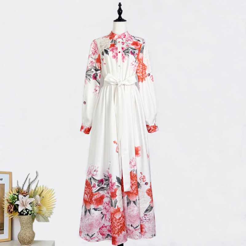 Printing maxi dress retro dress for women