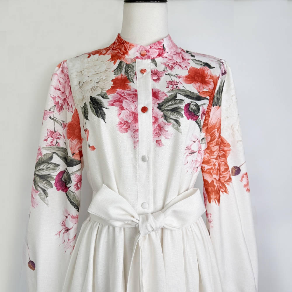 Printing maxi dress retro dress for women