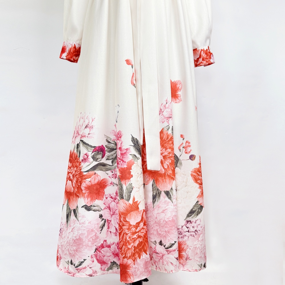 Printing maxi dress retro dress for women