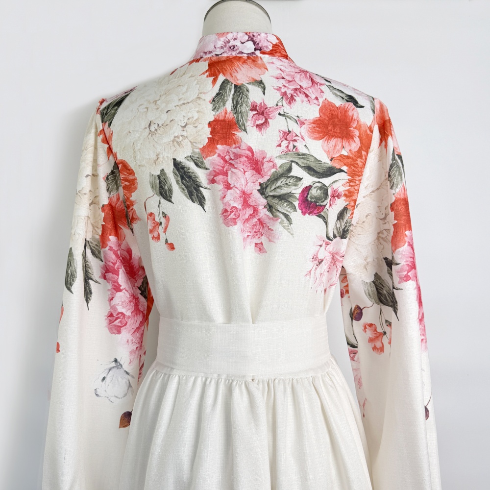 Printing maxi dress retro dress for women