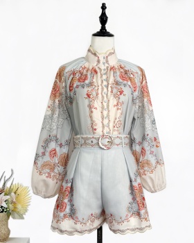 Retro spring and summer shorts thin tops a set