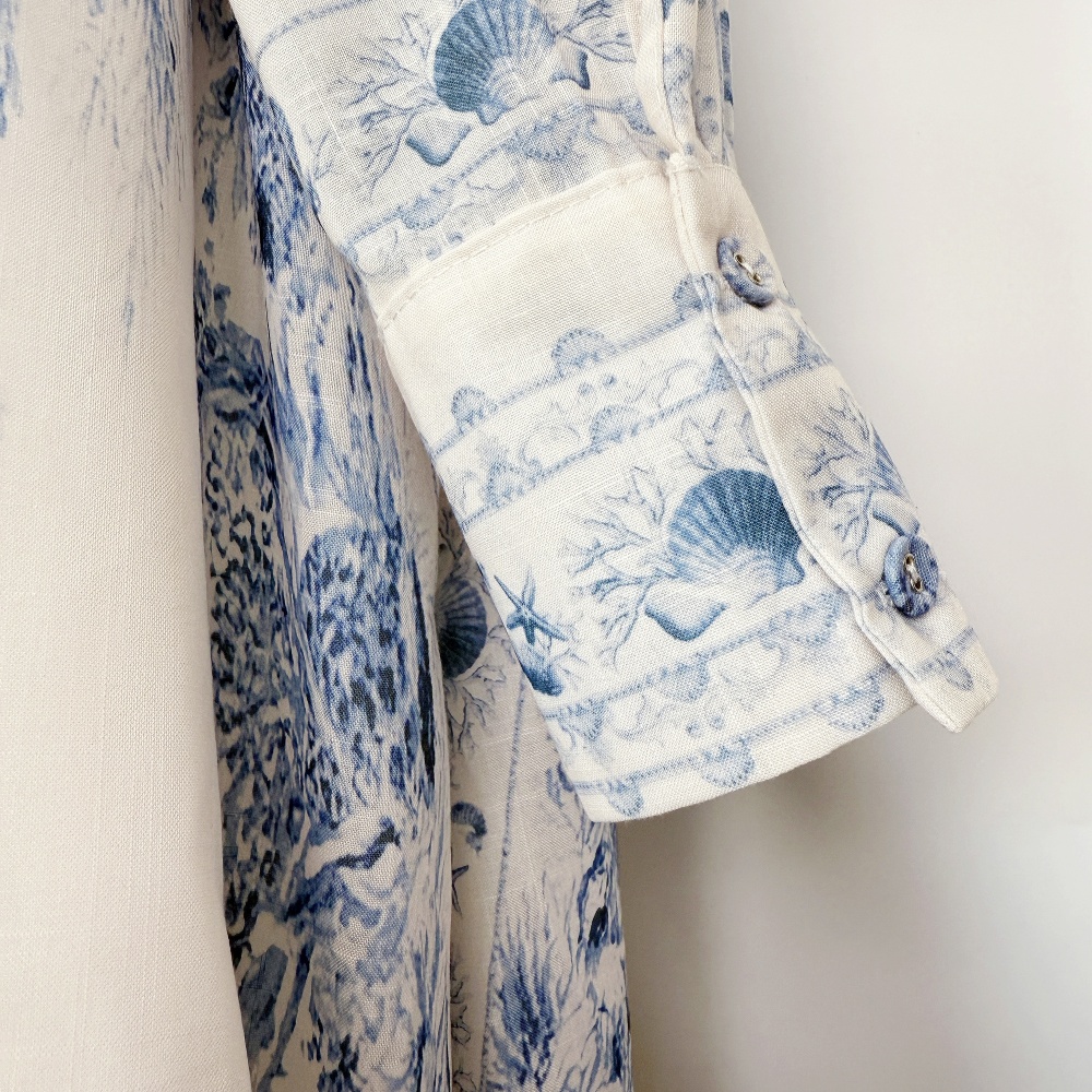 Printing lantern sleeve long skirt retro shirt a set