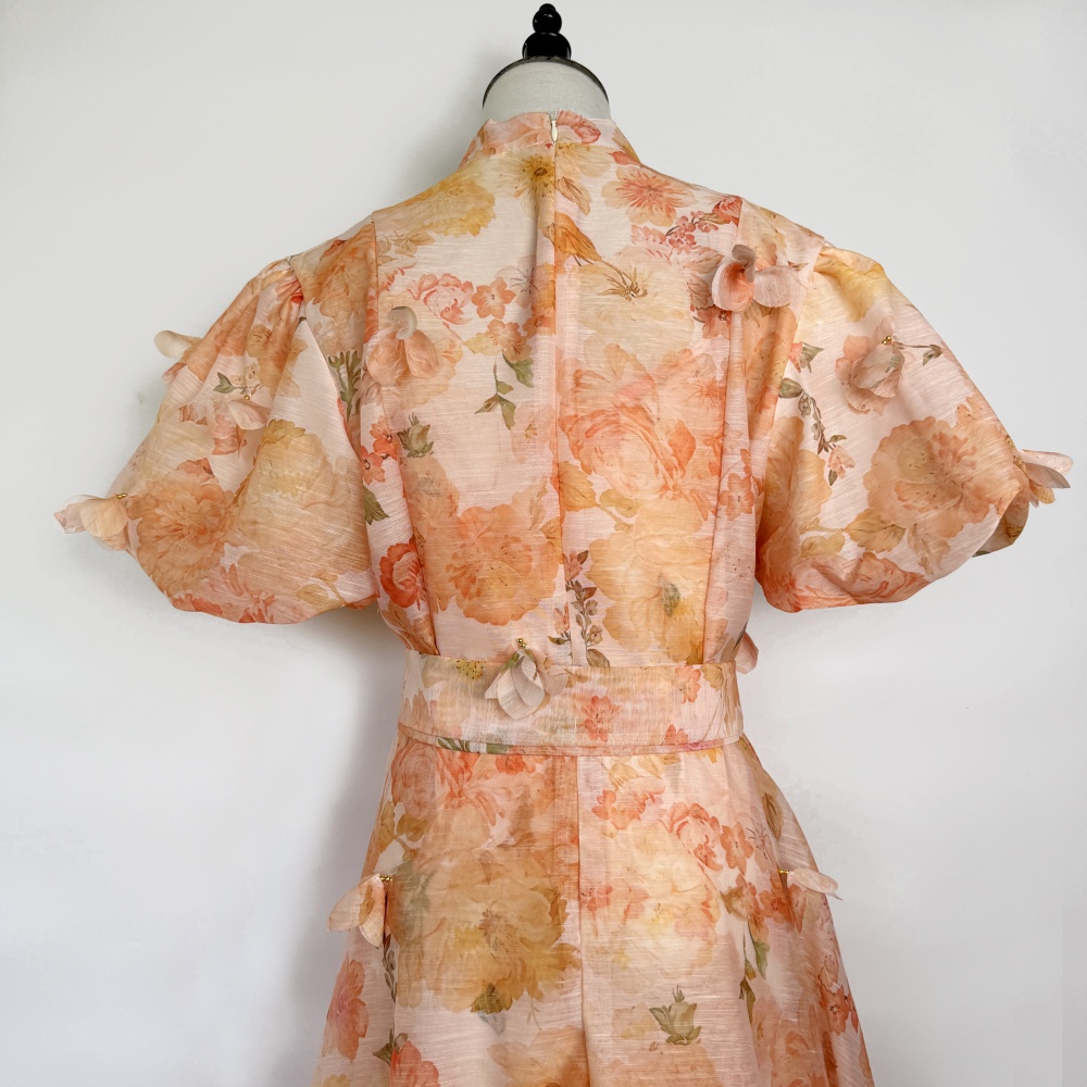 Silk linen long frenum dress slim colors diamond lady dress