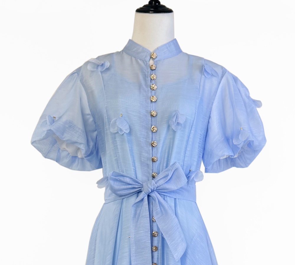 Silk linen long frenum dress slim colors diamond lady dress