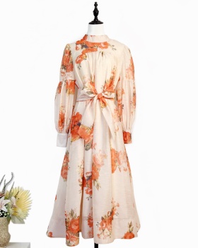 Frenum printing fashion loose waist dress