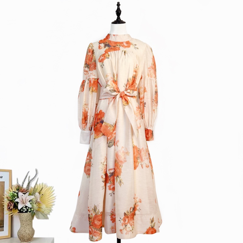 Frenum printing fashion loose waist dress