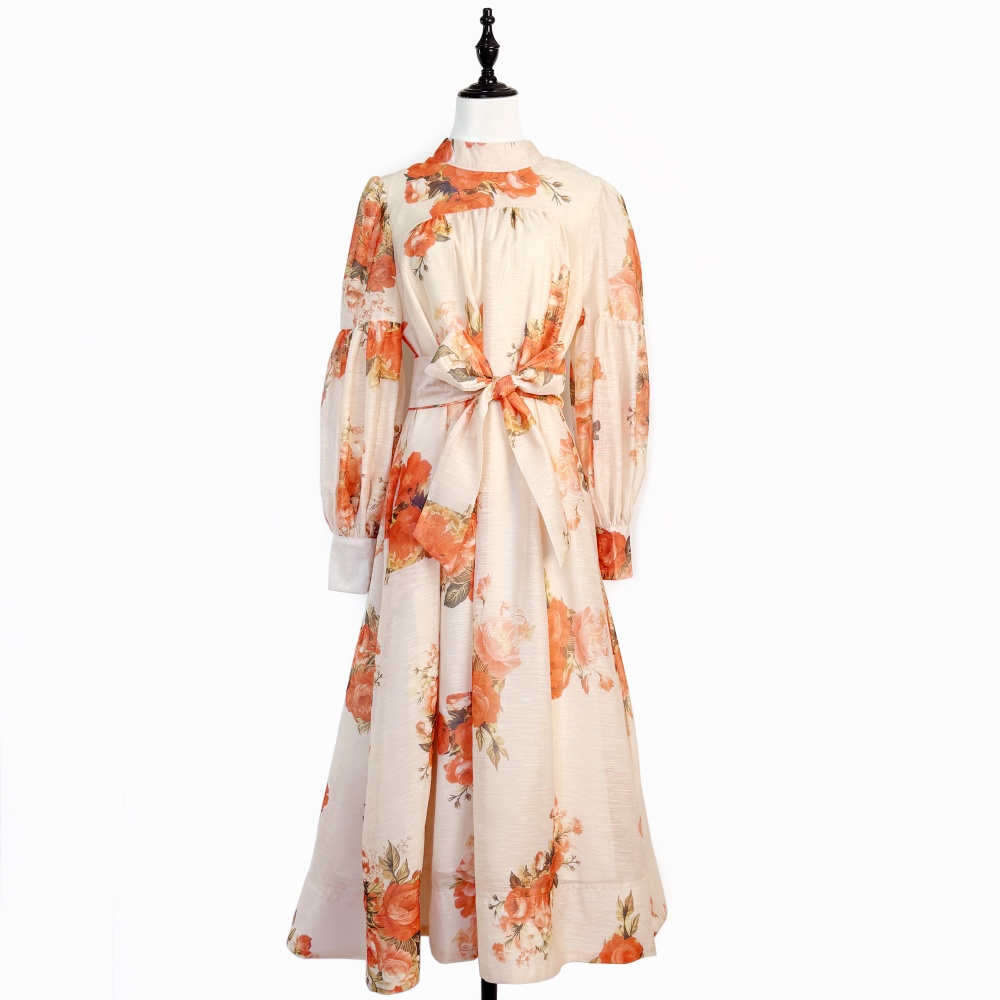 Frenum printing fashion loose waist dress