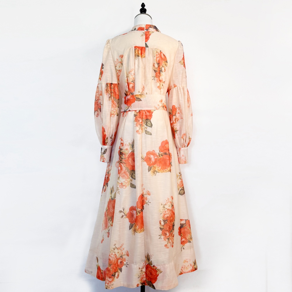 Frenum printing fashion loose waist dress