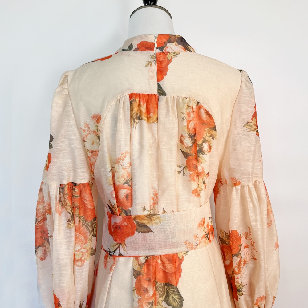 Frenum printing fashion loose waist dress