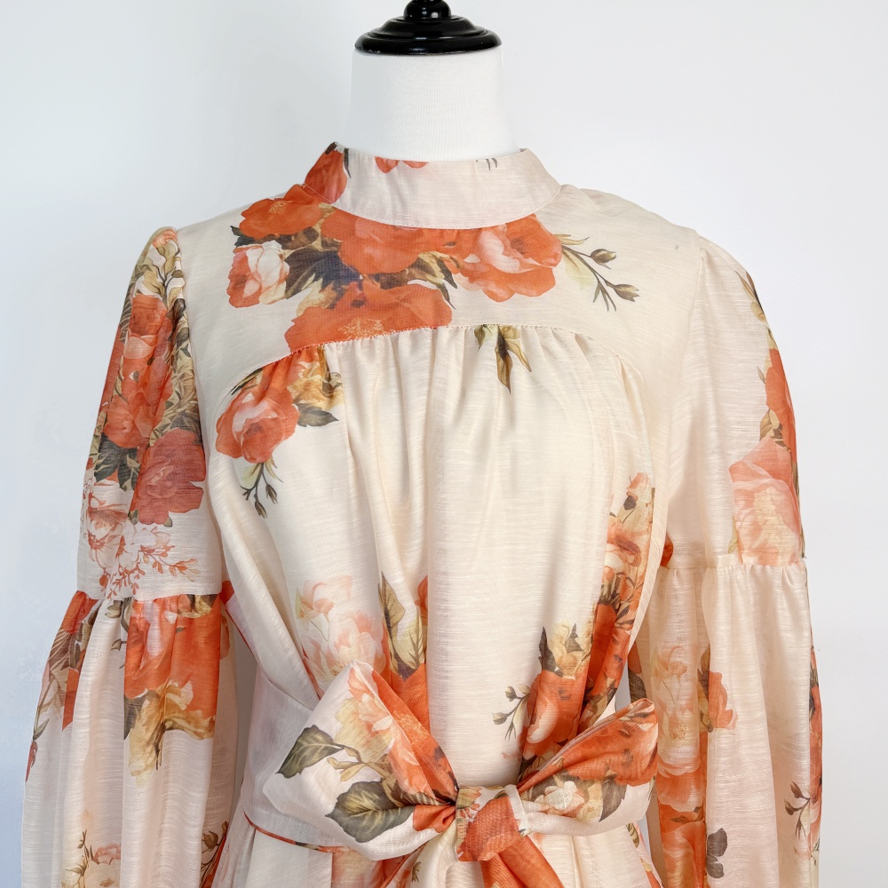 Frenum printing fashion loose waist dress