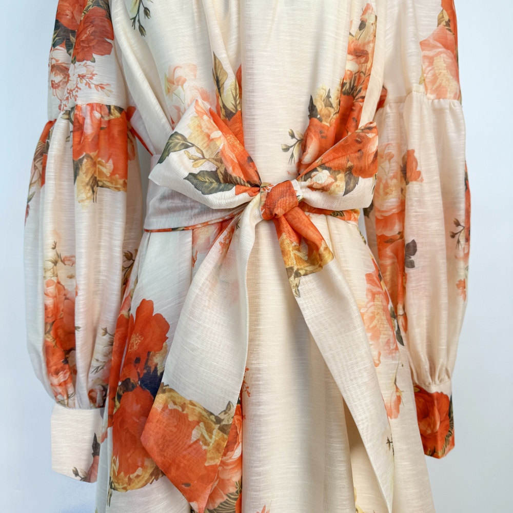 Frenum printing fashion loose waist dress