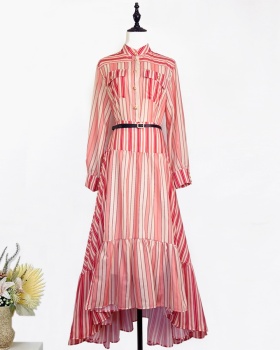 Bohemian style irregular skirt stripe red shirt a set