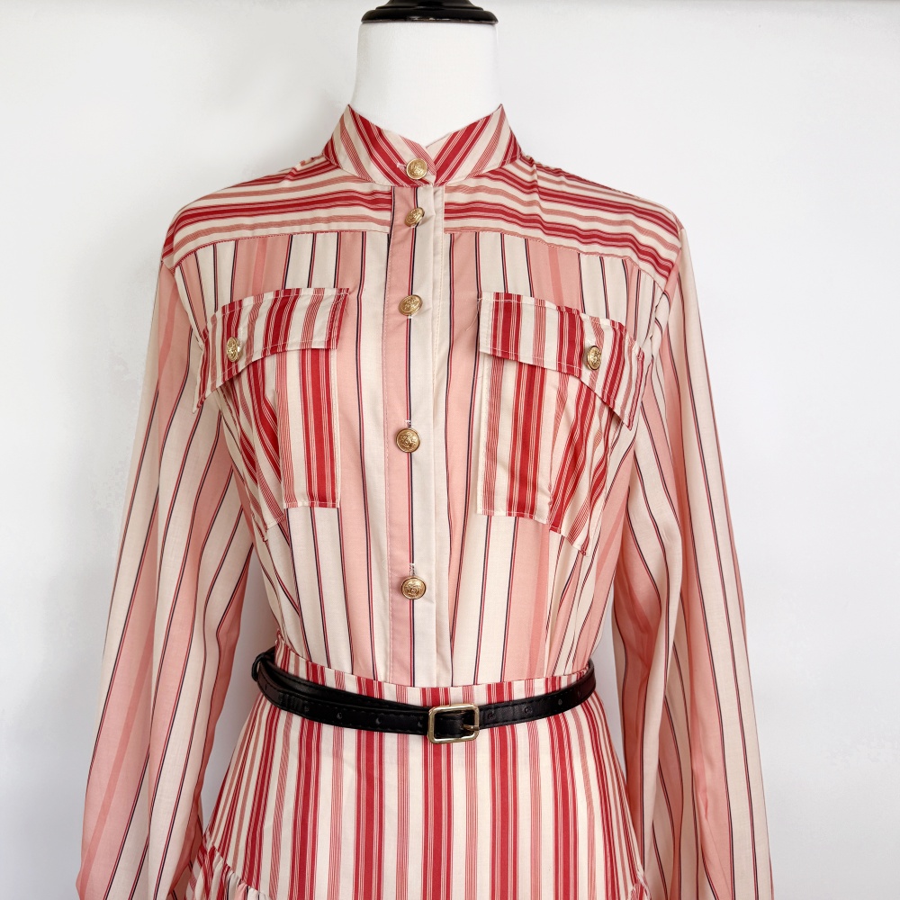 Bohemian style irregular skirt stripe red shirt a set