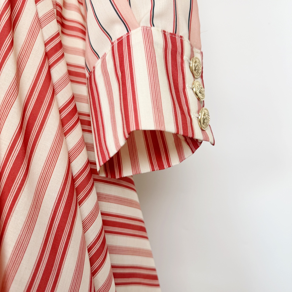 Bohemian style irregular skirt stripe red shirt a set