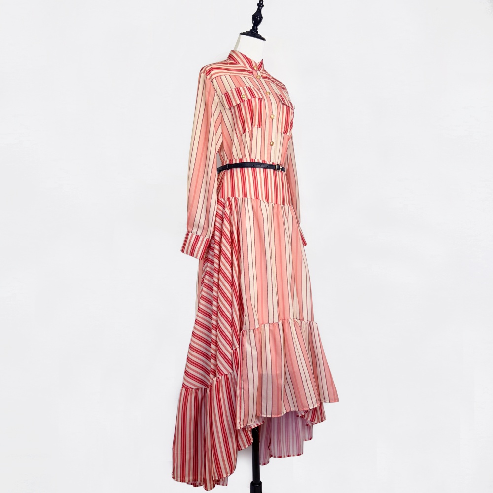 Bohemian style irregular skirt stripe red shirt a set