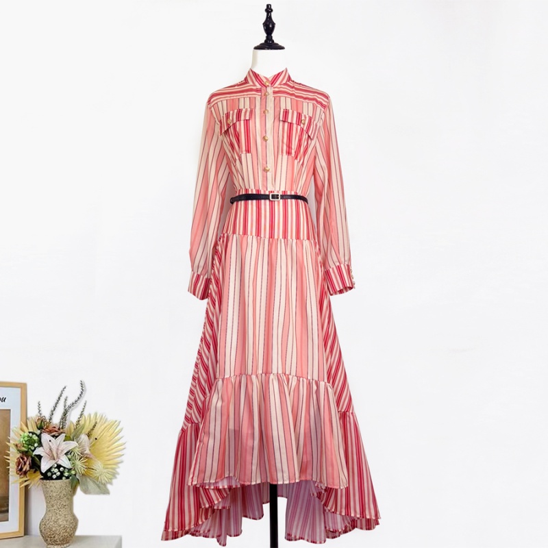 Bohemian style irregular skirt stripe red shirt a set