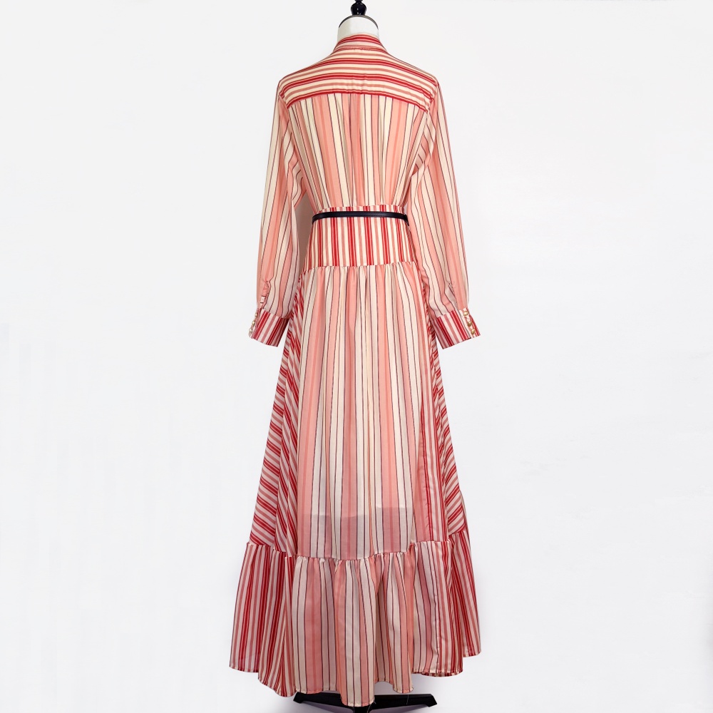 Bohemian style irregular skirt stripe red shirt a set