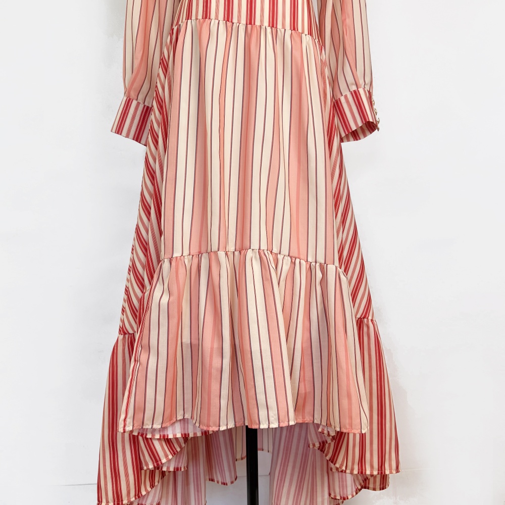 Bohemian style irregular skirt stripe red shirt a set